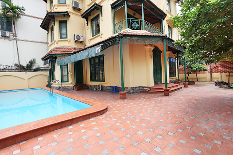 7 bedrooms french style villas with outdoor swimming pool for rent in Tay Ho dist.