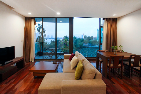 Lake view 2 bedrooms apartment with relaxing balcony for rent in Quang Khanh str.