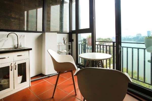 Beautiful view studio apartment on Tran Vu St., with balcony