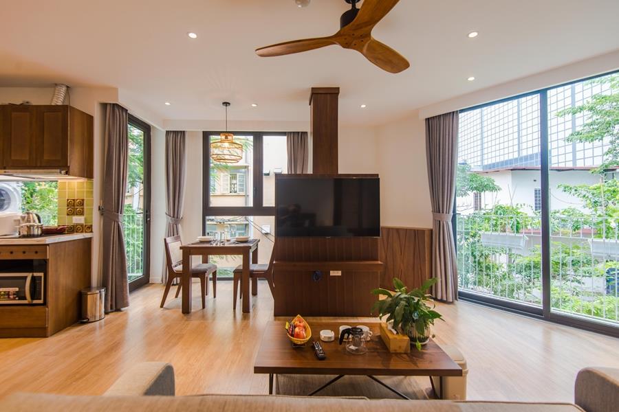 Balcony 02 bedroom apartment full of natural light for rent in Linh Lang Ba Dinh Ha noi.