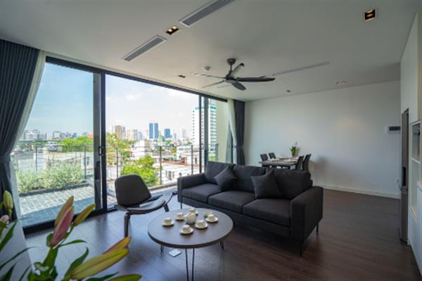 Bright and airy apartment with 02 bedrooms for rent in Doi Can street Ba Dinh dist. beautiful view