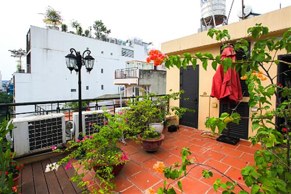 Facing to the westlake 03 bedroom house for rent in Yen Phu Village. beautiful terrace