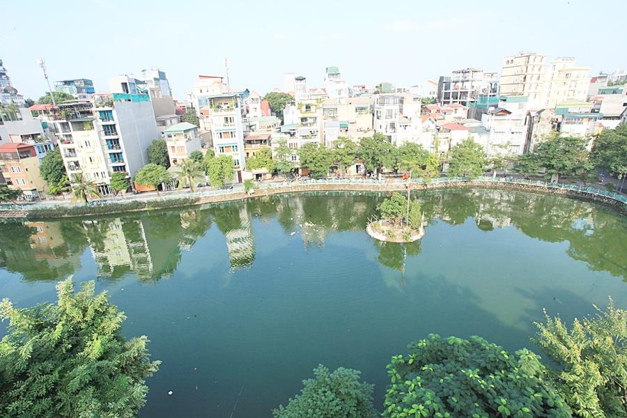 Modern & High floor 2-bedroom apartment with 2 lake view on Vu Mien Street. Large terrace