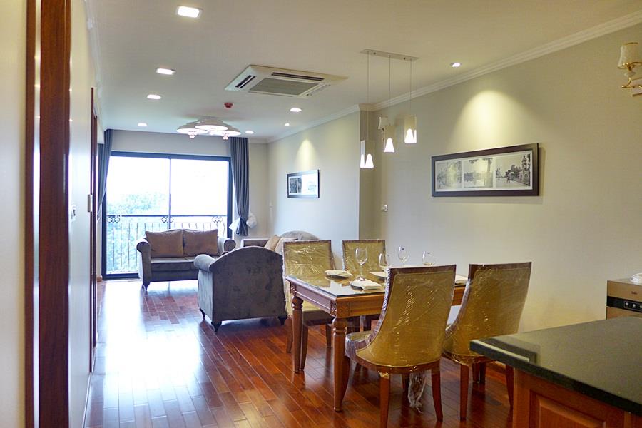 Luxury wooden furniture apartment for rent in Xuan Dieu street, 2 bedrooms