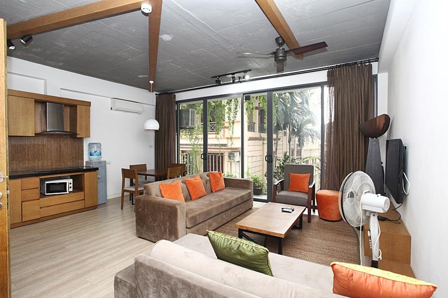 Furnished 2-bedroom serviced apartment at Kim Ma St, Ba Dinh dist, nice balcony