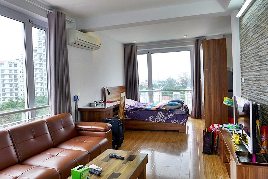 Bright studio apartment for rent in Tay Ho, high floor, lake view & spacious balcony