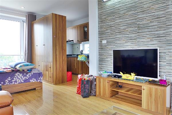 Bright studio apartment for rent in Tay Ho, high floor, lake view & spacious balcony