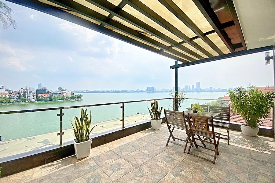 West Lake view 02 bedroom apartment with nice terrace on Quang An to rent.