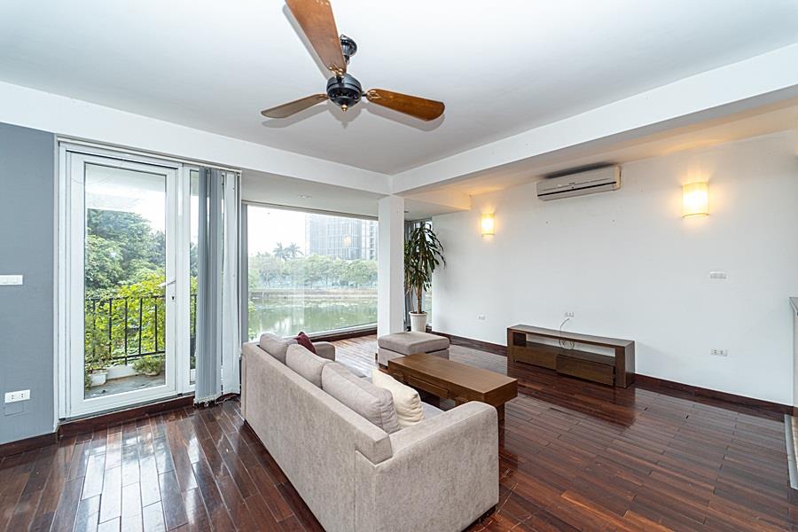 Beautiful lake view 2-bedroom apartment for rent on Quang Khanh Street, nice balcony