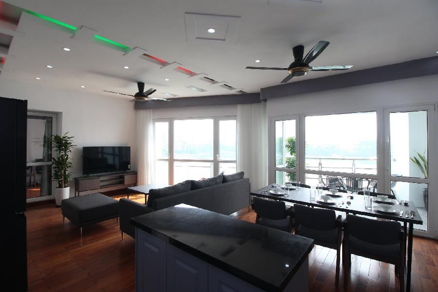Amazing West Lake view 3-bedroom apartment for rent on Quang An street