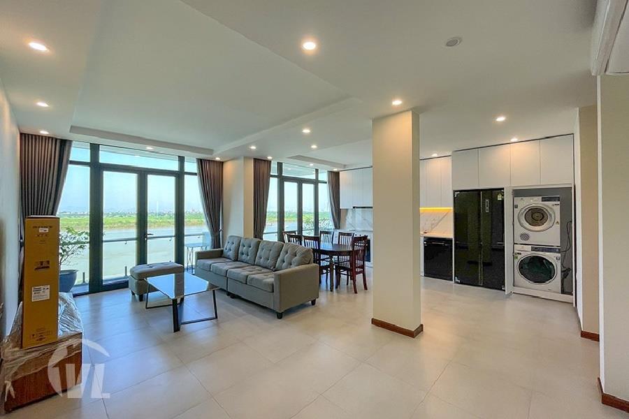 Beautiful Red River view 3 bedroom apartment on An Duong Vuong street, furnished