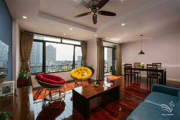 Duplex furnished & serviced apartment in Tay Ho, Nice balcony
