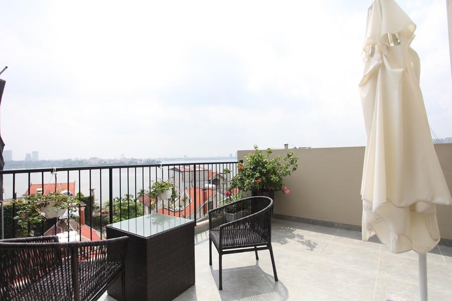 Lake view terrace 2 bedroom apartment to lease in Vong Thi, Tay Ho