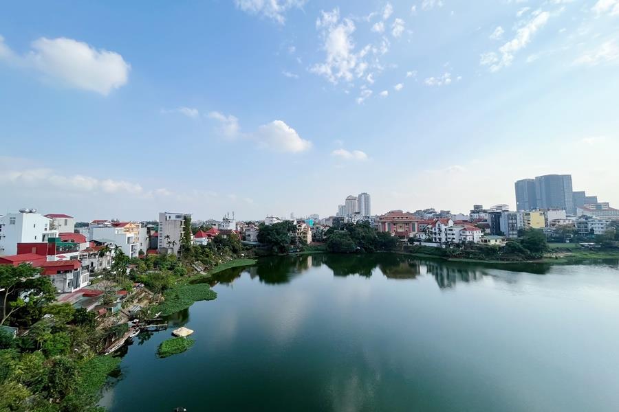 Beautiful lake view 3-bedroom apartment for rent in Tay Ho, balcony