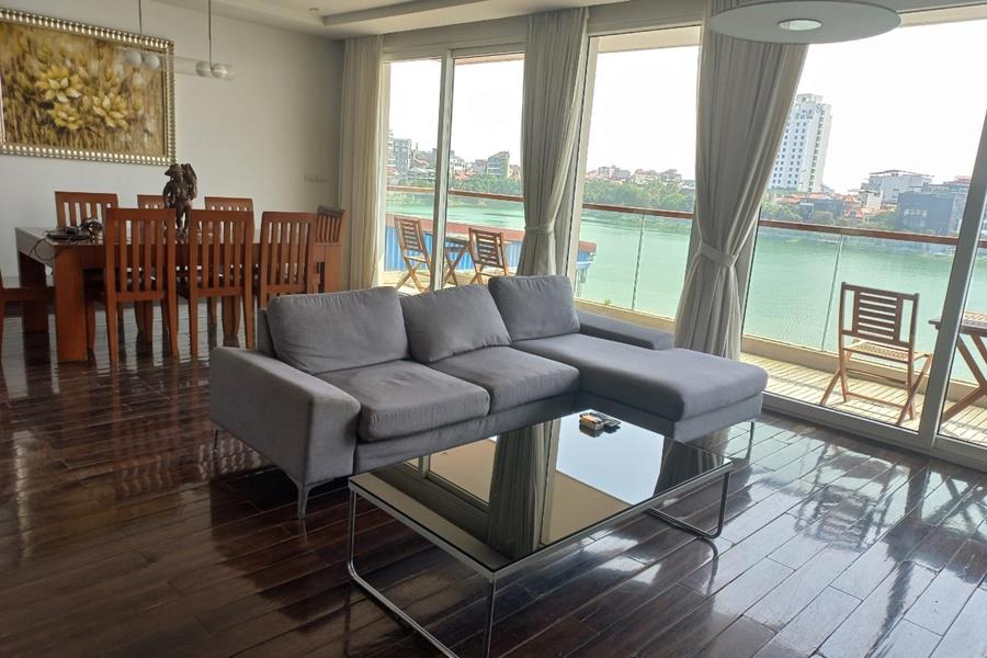 Beautiful Westlake view apartment with 3 bedrooms for rent in Tay Ho Ha Noi, balcony