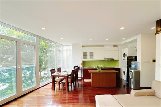 Wooden style 2 bedroom apartment with lake view on Truc Bach street
