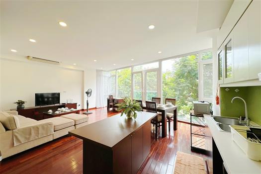 Wooden style 2 bedroom apartment with lake view on Truc Bach street