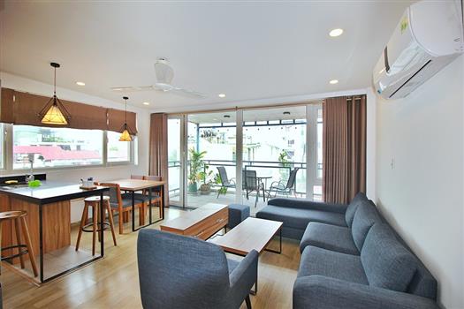 Wooden style 2 bedroom apartment with large balcony on Dang Thai Mai str