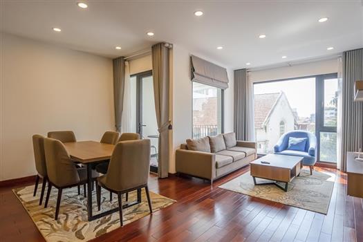 Magnificent apartment with wooden style furnished and city view in Tay Ho