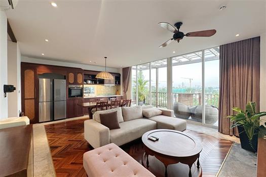 Elegant wooden style 3 bedroom apartment with stunning view in Tay Ho
