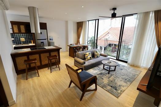 High quality apartment with balcony, modern furniture, natural light