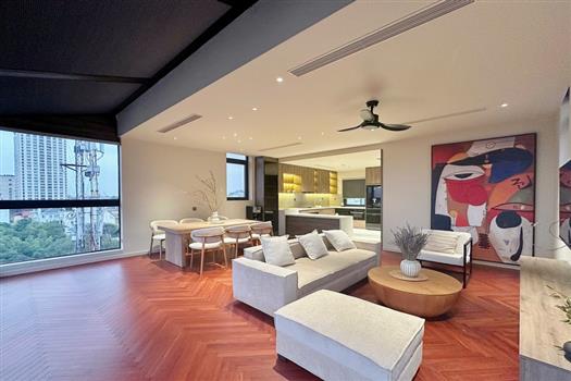 Spacious open view 3 bedroom apartment, contemporary art style for rent in Tay Ho