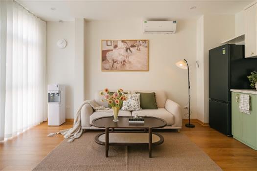 Newly vintage stlye 1 bedroom apartment with city view rooftop in Ba Dinh