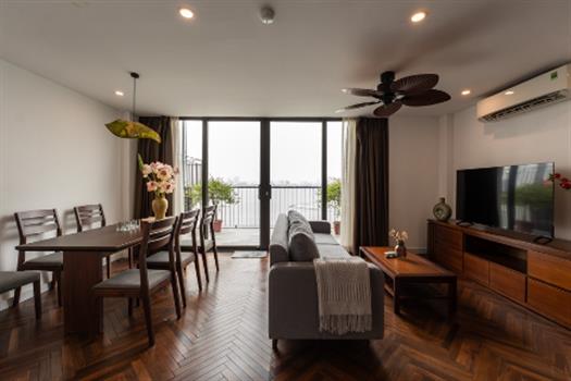 Lake view classical style 2 bedroom apartment for rent in Tay Ho