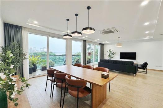 Elegant lake-view apartment full of natural light for rent on Quang An Street