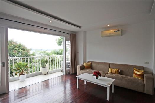 Lake view 2 bedroom apartment with large balcony for rent on Nhat Chieu street