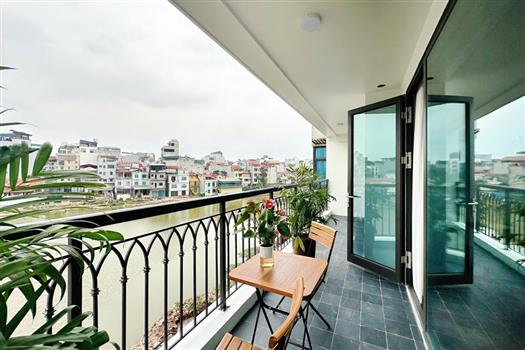 Lovely studio apartment for rent in Tay Ho. Balcony with lake view