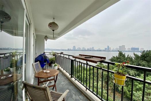 Peaceful 3 bedroom apartment for rent in Tay Ho with Lake View, balcony