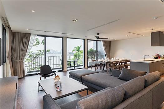 New modern 4 bedroom Lakefront apartment with wide balcony in Tay Ho.